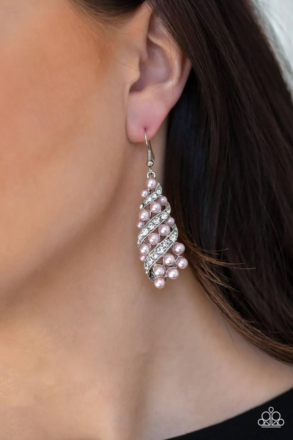 Paparazzi Ballroom Waltz - Pink Earrings can be rewritten as Glamorous Ballroom Dance - Pink Earrings for improved Google search