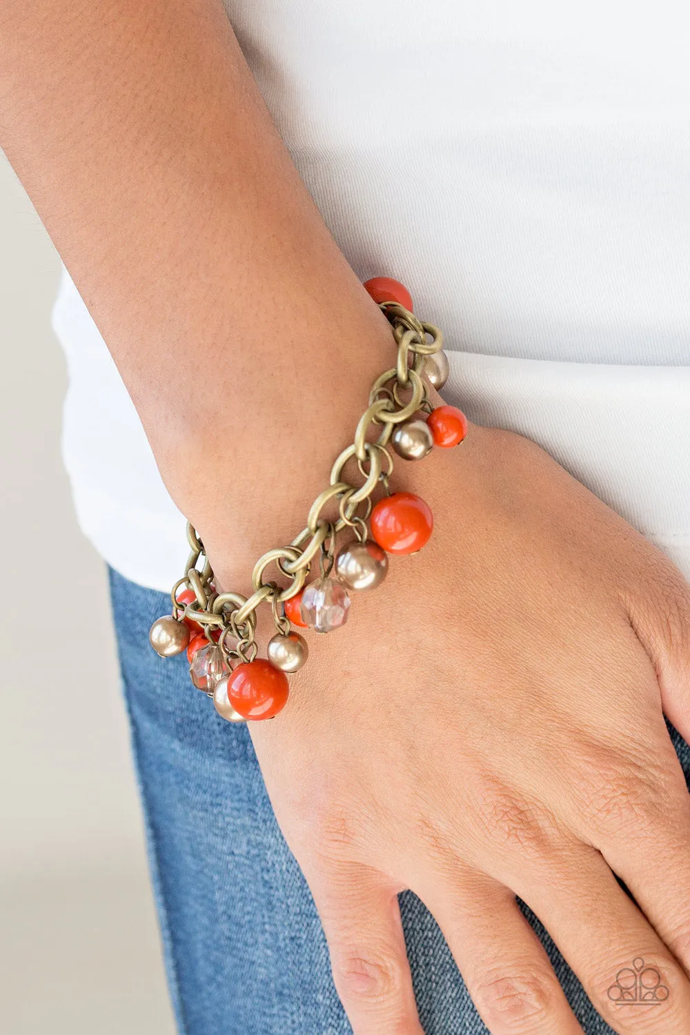 Paparazzi Brass Orange Bracelet - Grit and Glamour