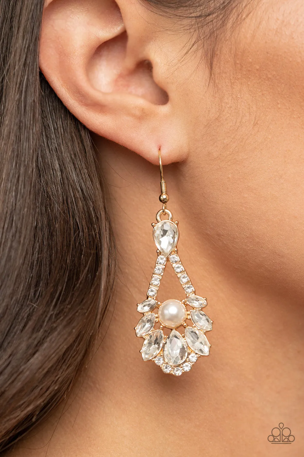 Paparazzi Gold Earrings - Shimmering Presence