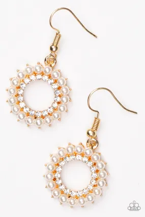 Paparazzi Proper Lady - Gold and White Earrings