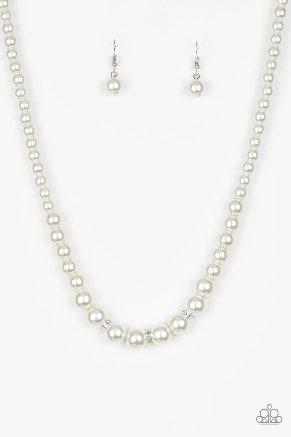 Paparazzi Royal Romance Necklace - White, Affordable and Stylish Statement Jewelry | Shop Now!