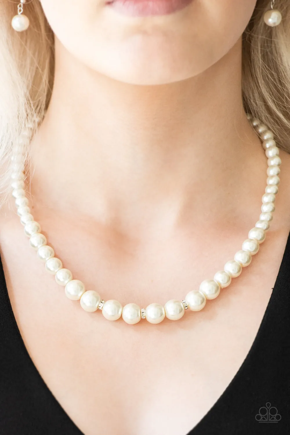 Paparazzi Royal Romance Necklace - White, Affordable and Stylish Statement Jewelry | Shop Now!