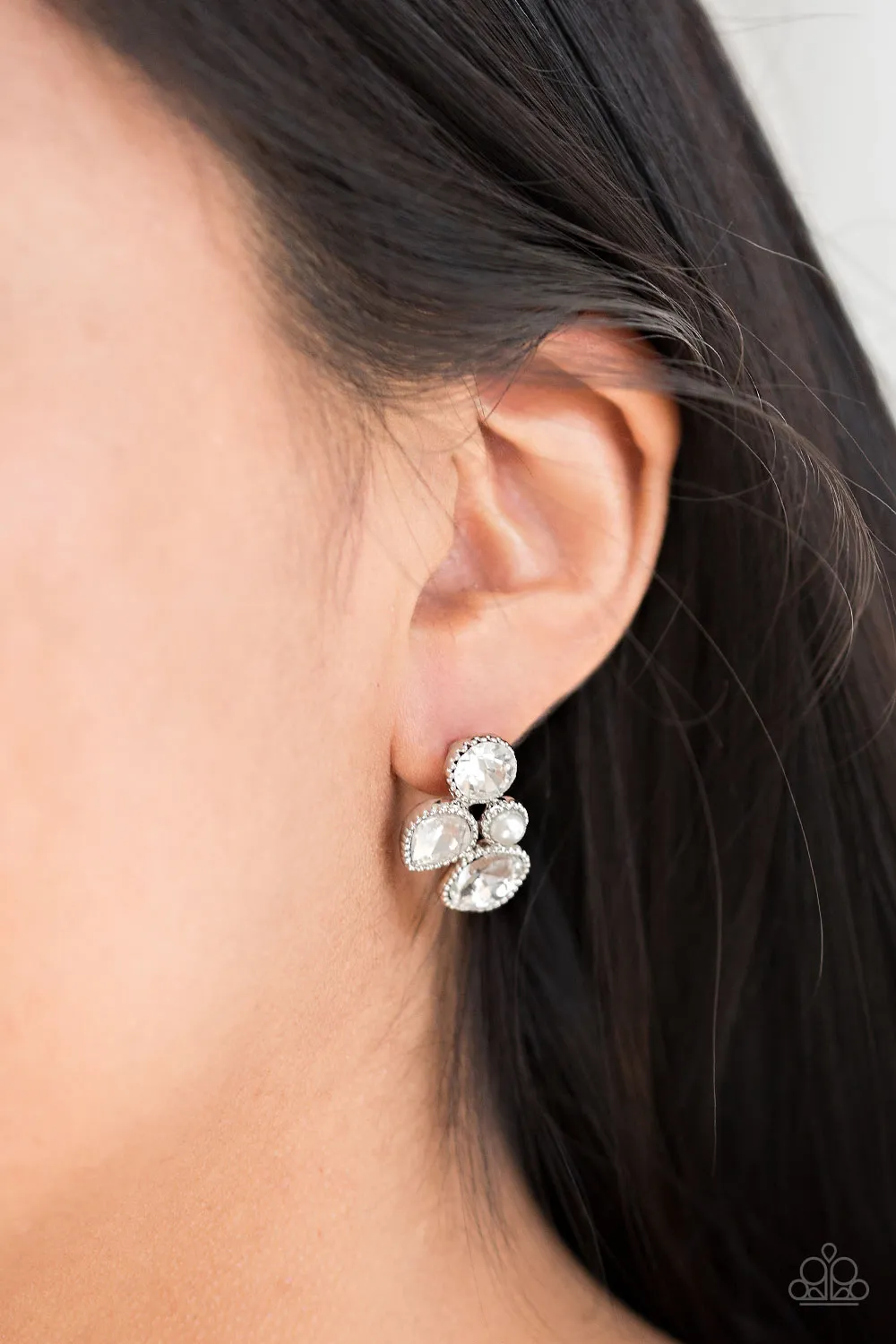 Paparazzi Superstar White Earrings