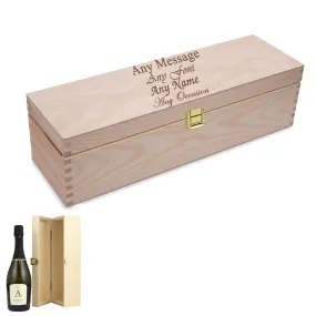 Personalized Engraved Wood Wine Box, Standard Bottle or Champagne Size, Horizontal Orientation, Ideal for Gifts