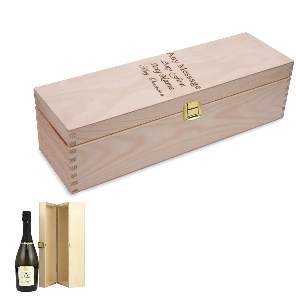 Personalized Engraved Wooden Wine Box, Fits Standard Bottle (Wine/Champagne), Vertical Orientation, Ideal for