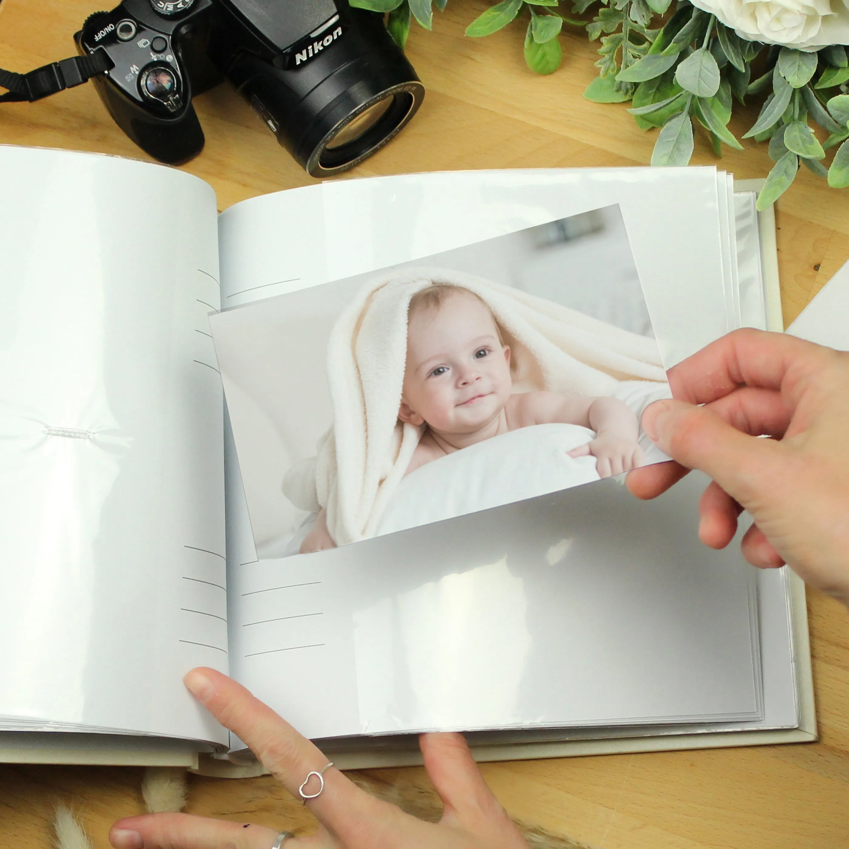 Personalized Flower Wreath Square Photo Album