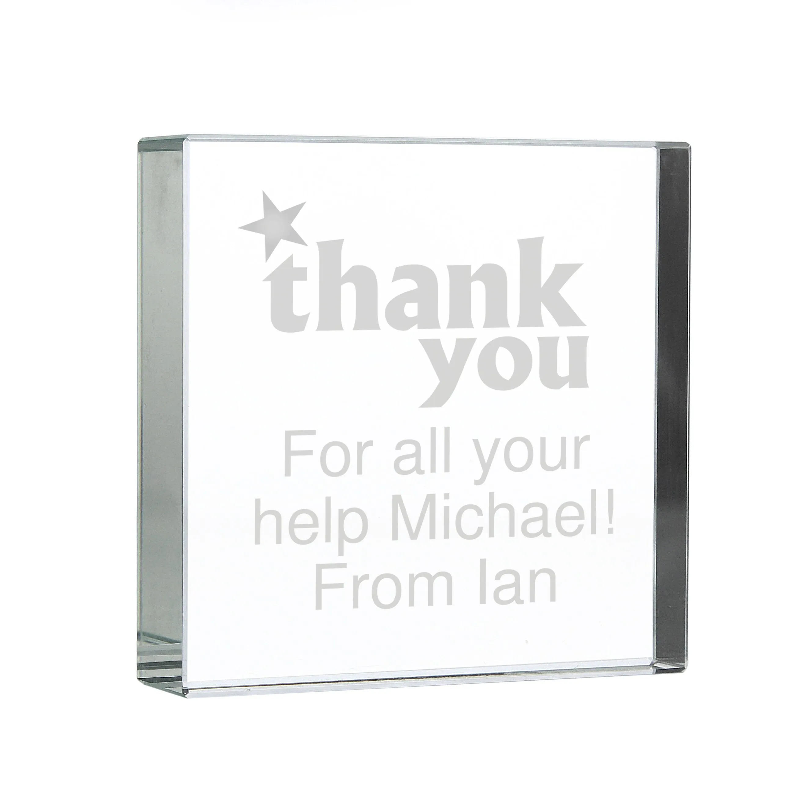 Personalized Gratitude Engraved Crystal Keepsake