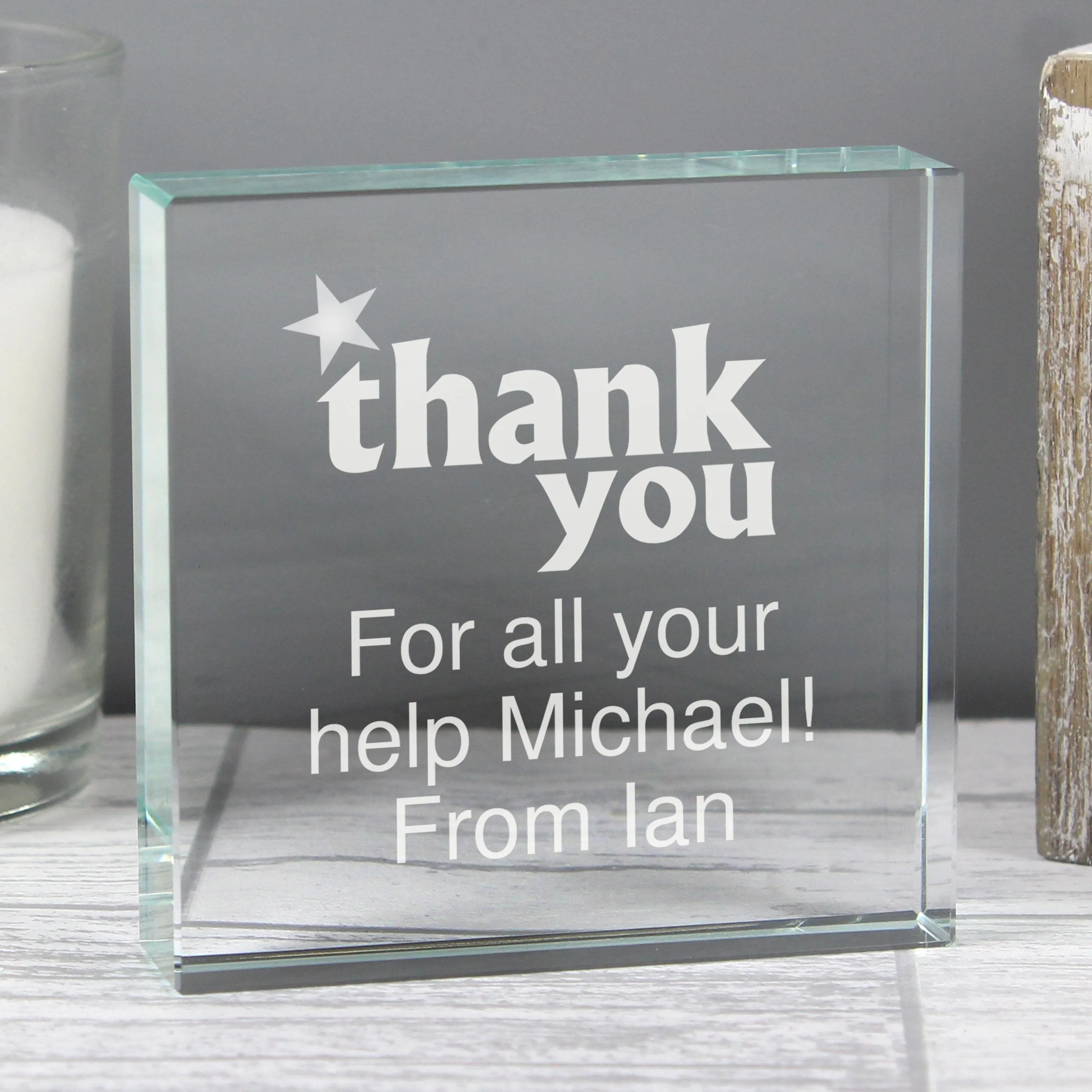 Personalized Gratitude Engraved Crystal Keepsake