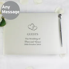 Personalized Heart Design Hardcover Wedding Guest Book and Pen