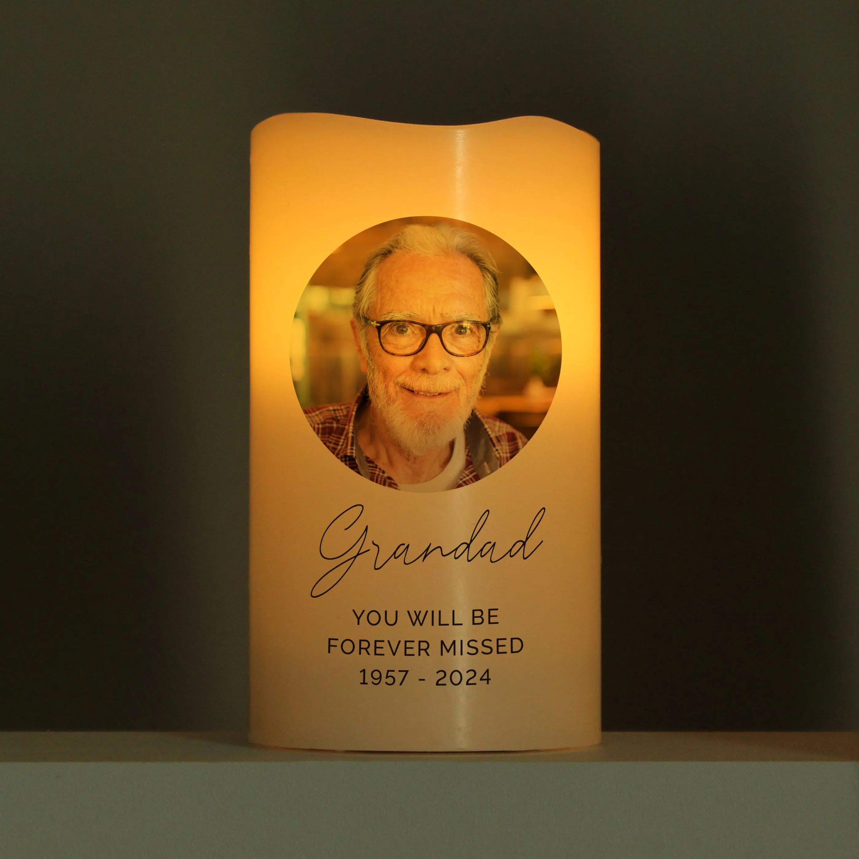 Personalized Photo LED Candle for Weddings, Anniversaries, Newborn Baby & Memorials - Customizable Design and Easy Upload