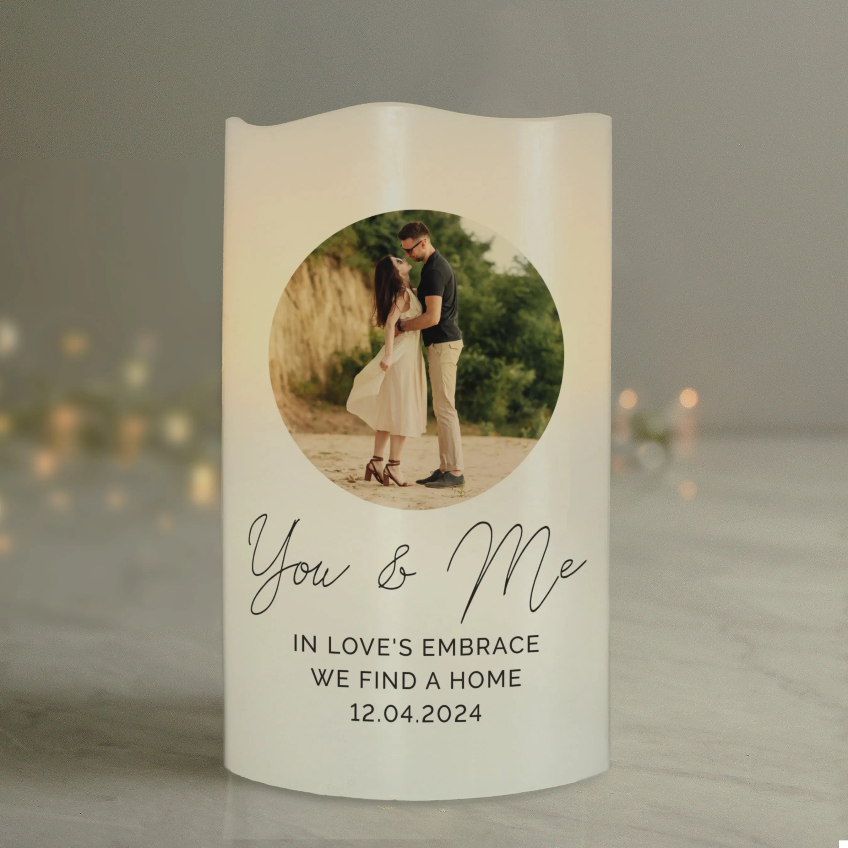 Personalized Photo LED Candle for Weddings, Anniversaries, Newborn Baby & Memorials - Customizable Design and Easy Upload