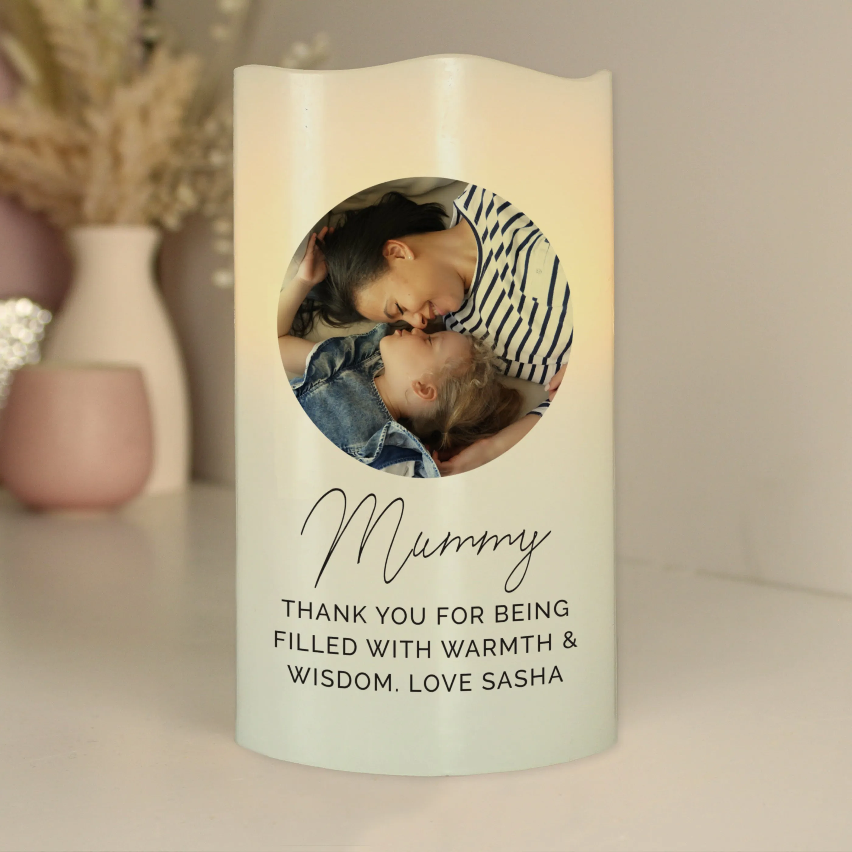 Personalized Photo LED Candle for Weddings, Anniversaries, Newborn Baby & Memorials - Customizable Design and Easy Upload