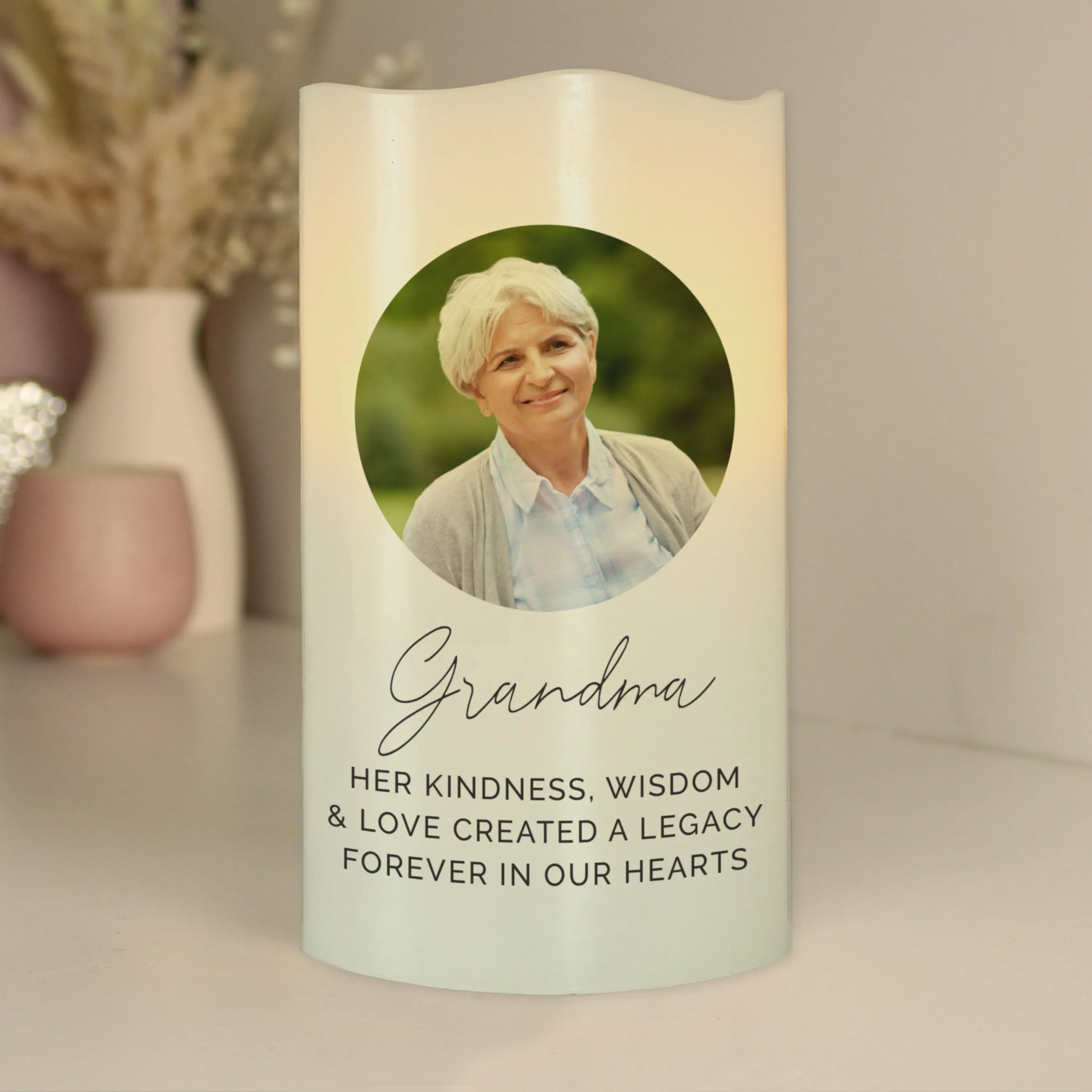 Personalized Photo LED Candle for Weddings, Anniversaries, Newborn Baby & Memorials - Customizable Design and Easy Upload