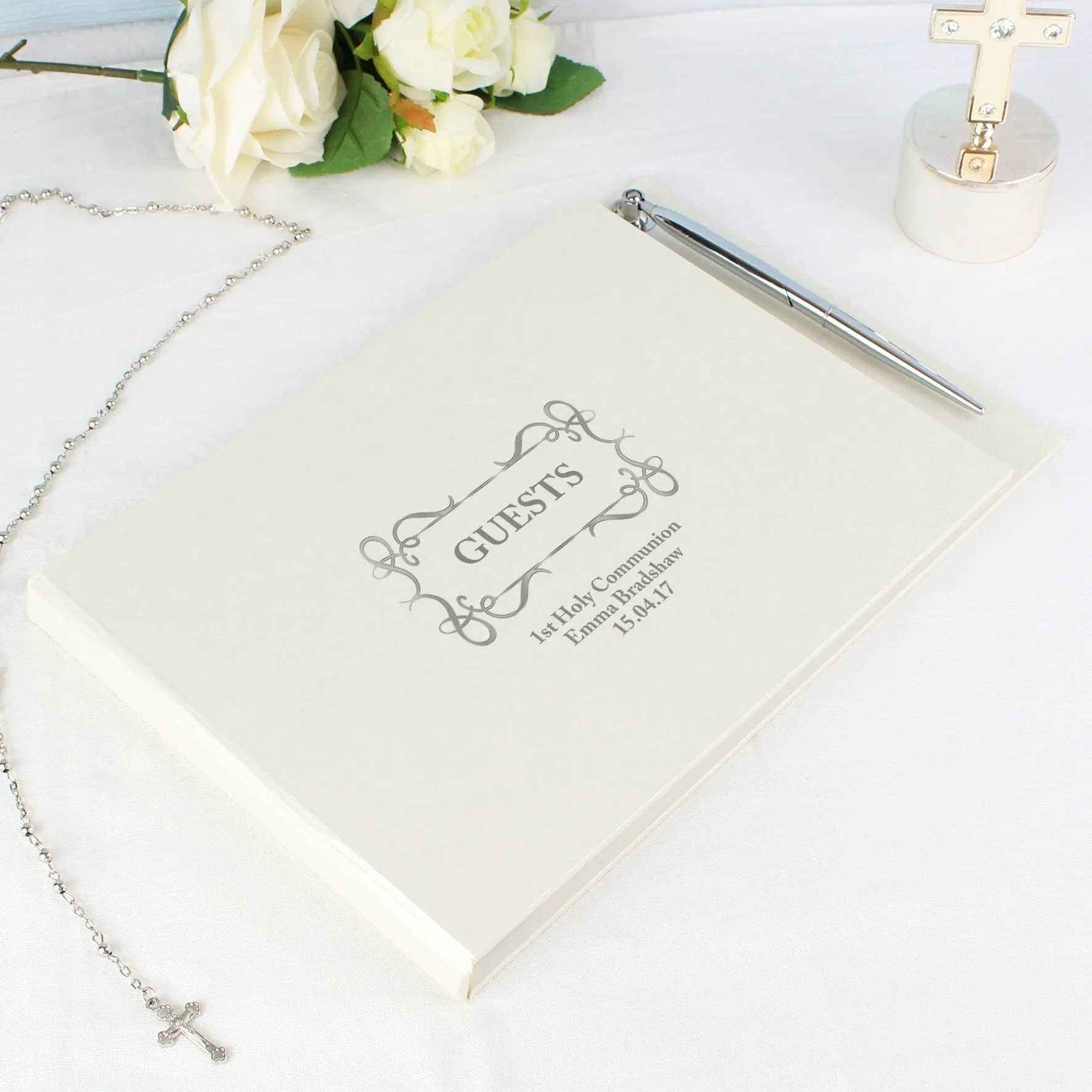 Personalized Swirl Design Hardcover Guest Book & Pen