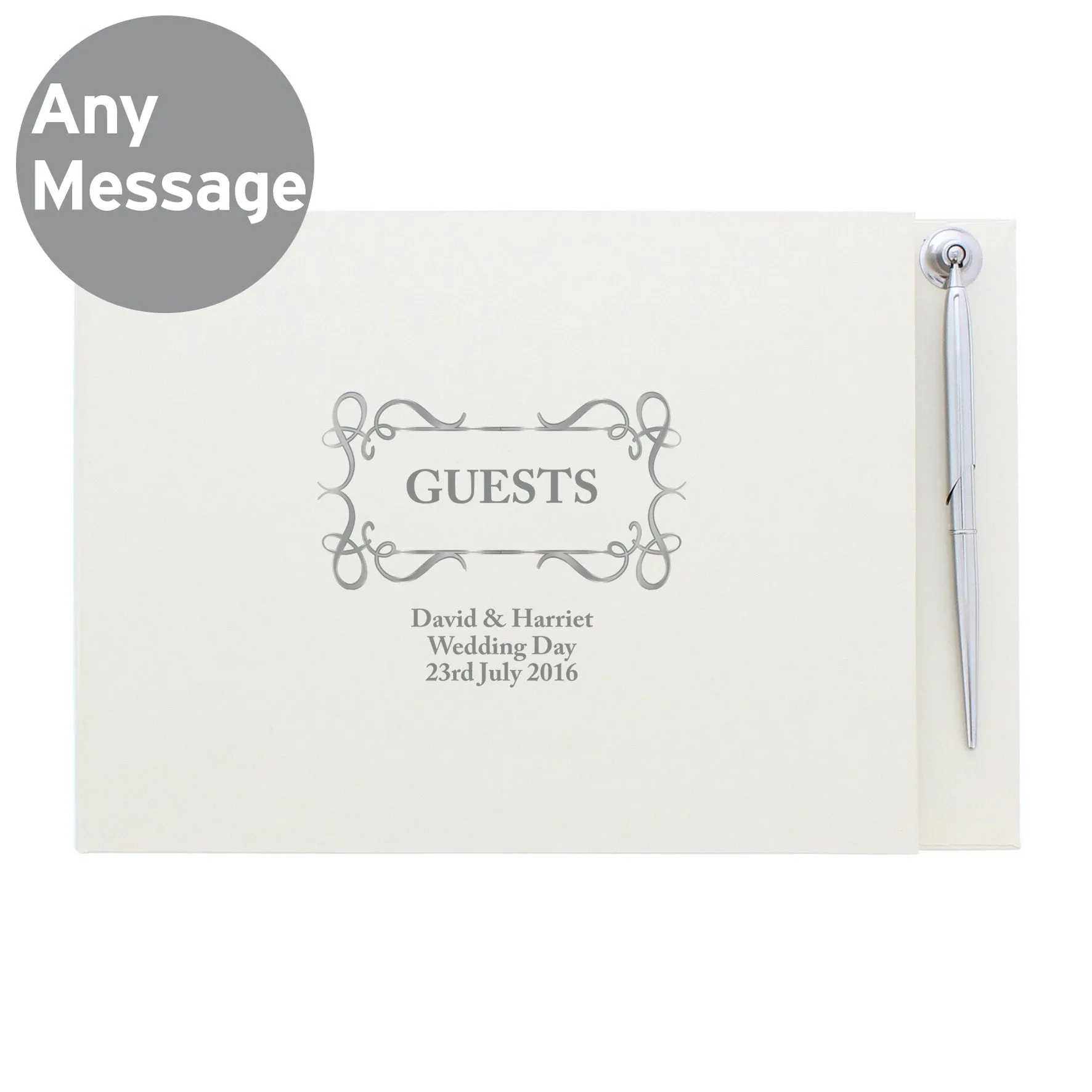 Personalized Swirl Design Hardcover Guest Book & Pen