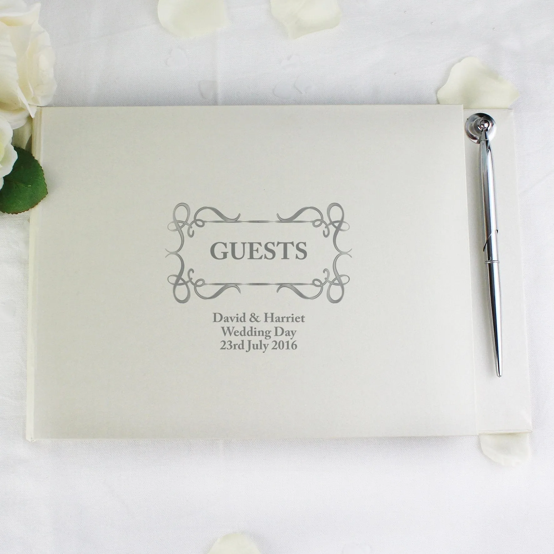 Personalized Swirl Design Hardcover Guest Book & Pen