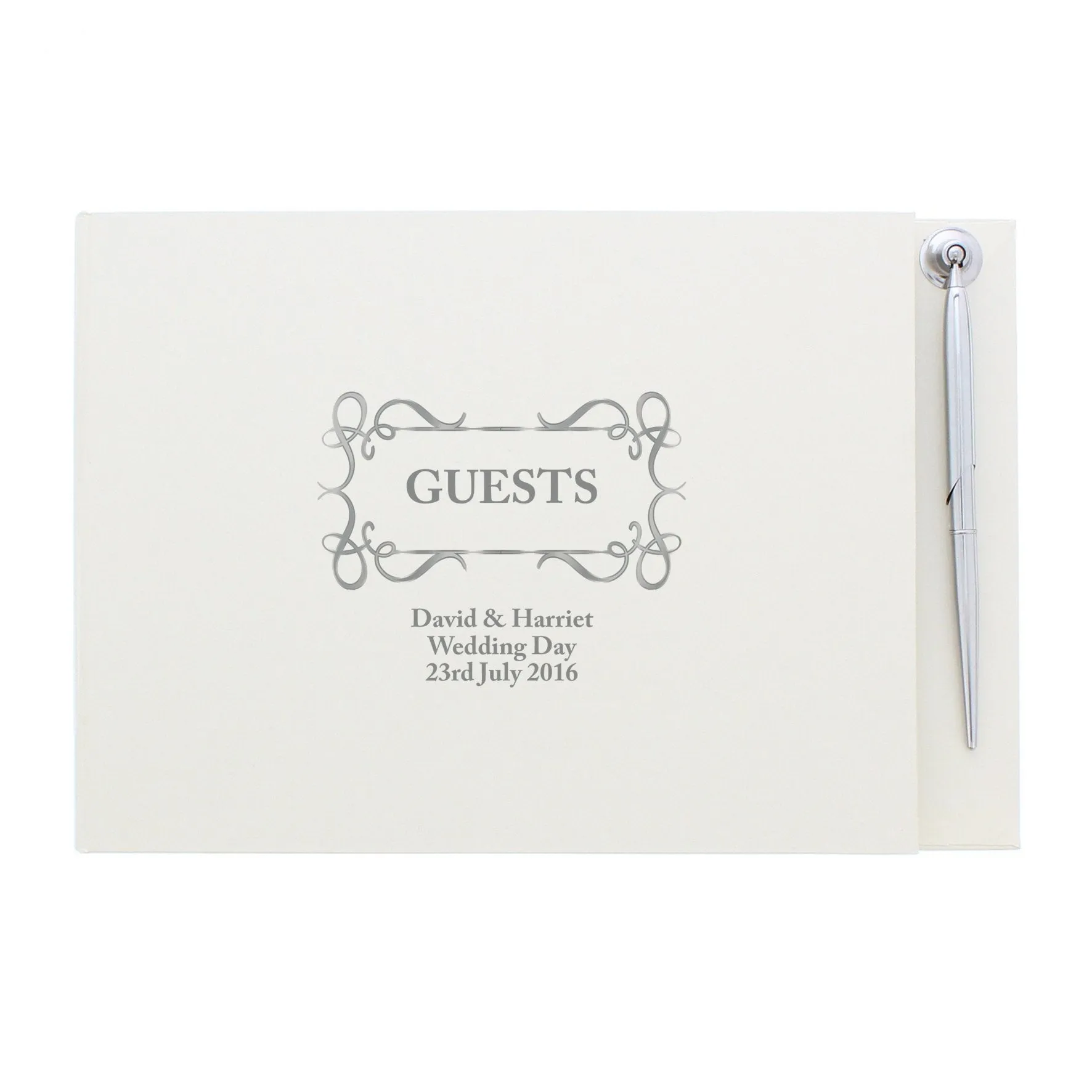 Personalized Swirl Design Hardcover Guest Book & Pen