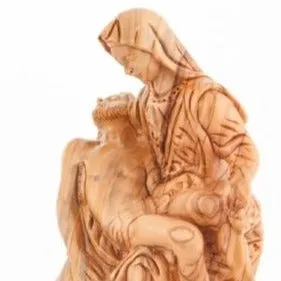 Pieta Carving, Olive Wood Carving Statue, Bethlehem, 8.1 - Shop online now