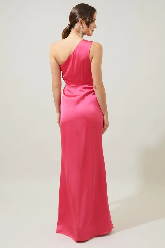 Pink One Shoulder Dress