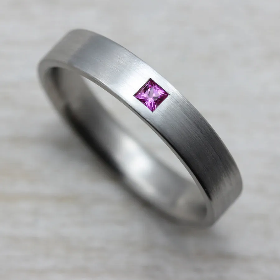 Pink Sapphire Palladium Flat Band - Buy Now | Limited Stock‎