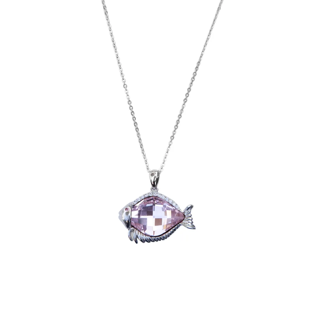 Pinkesh crystal fish necklace