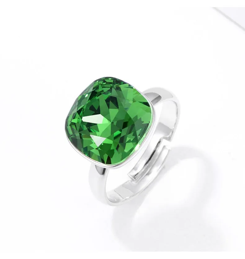 Platinum Plated Ring with Swarovski Crystal - Colorful Free Size