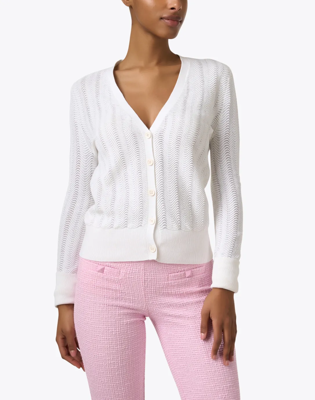 Pointelle White Cardigan