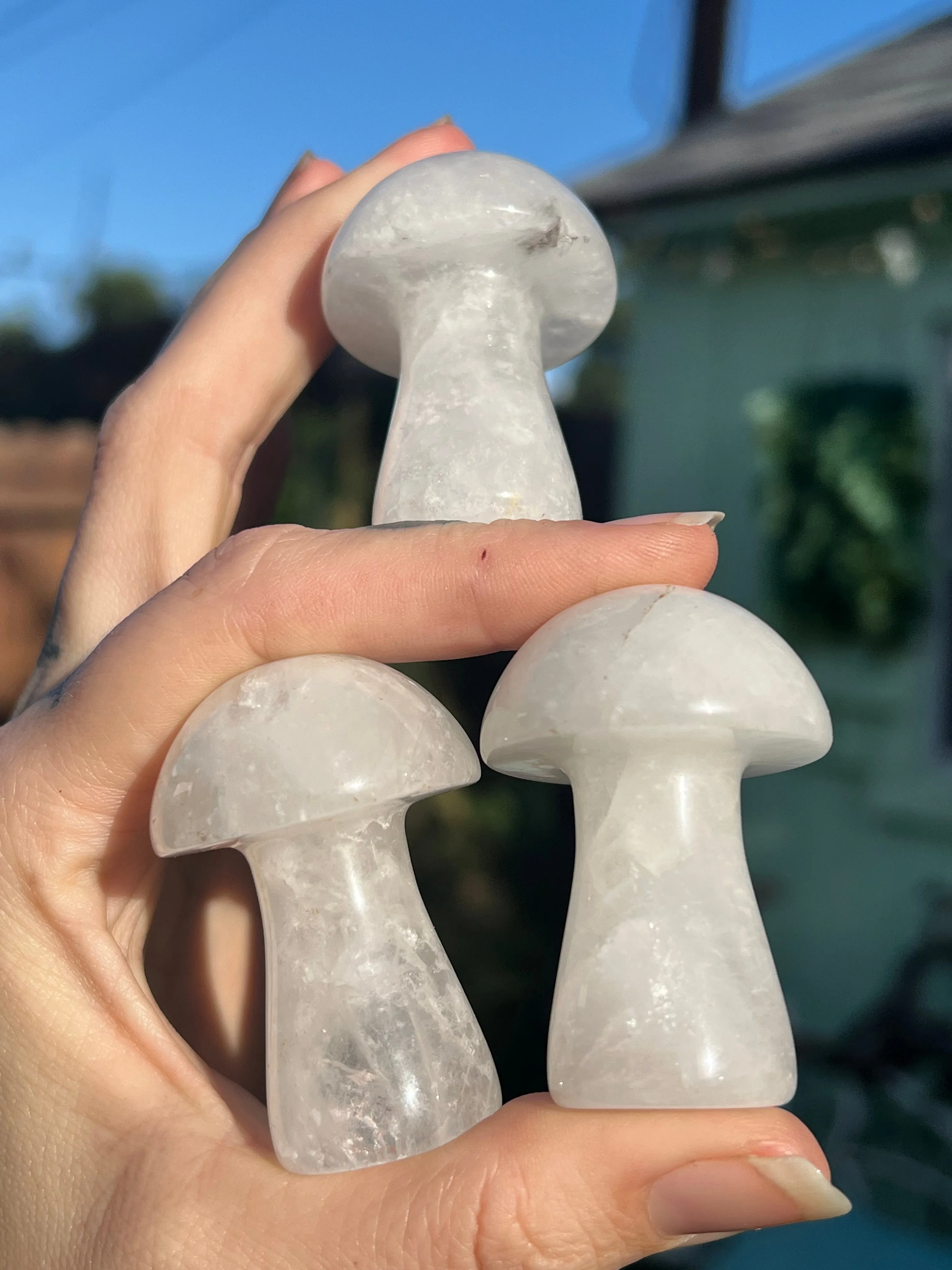 Quartz mushroom sculpture