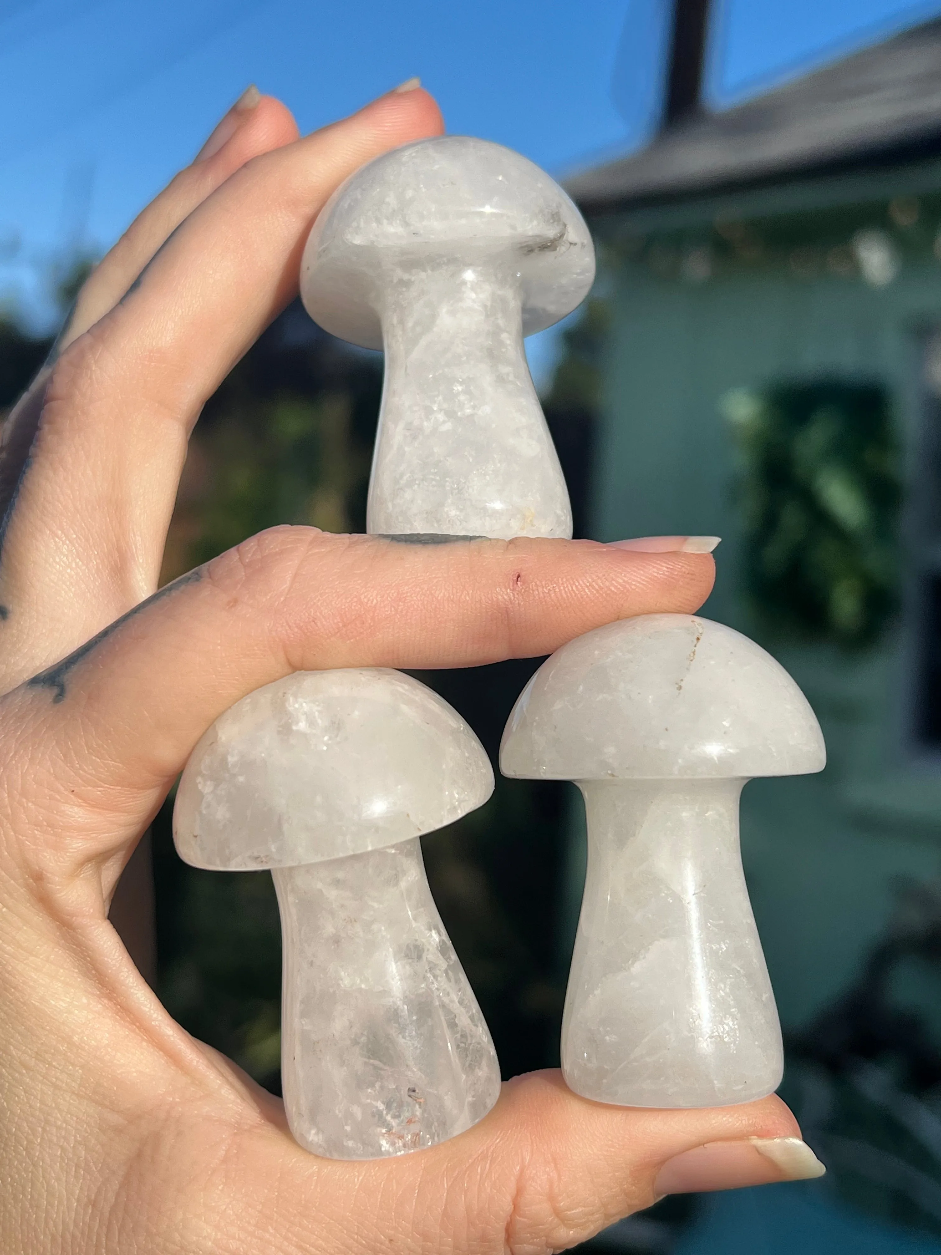 Quartz mushroom sculpture