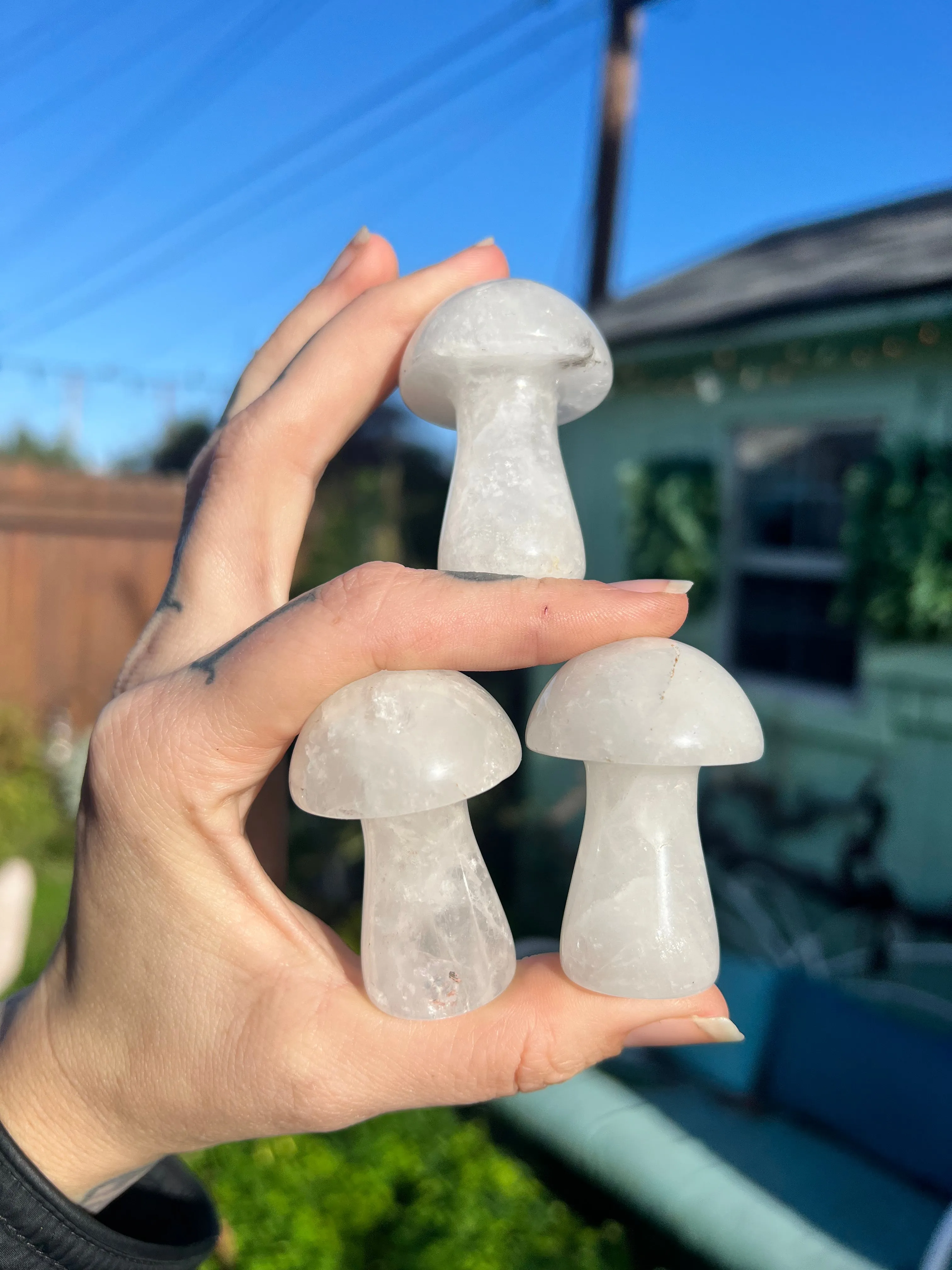 Quartz mushroom sculpture