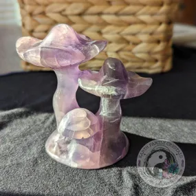 Rainbow Fluorite Mushroom Carving | Crystal Carving | Magical and Whimsical