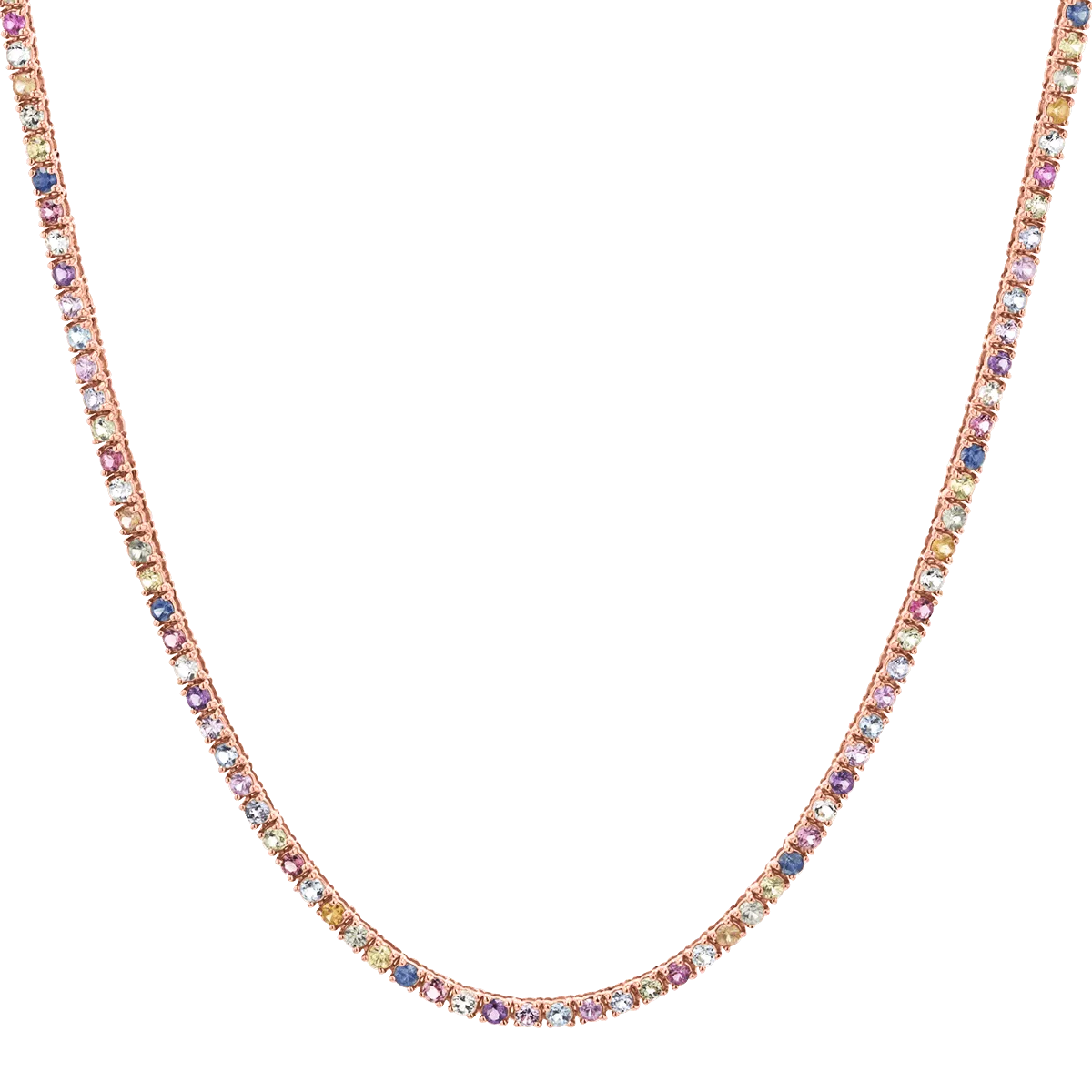 Rainbow Gemstone Tennis Necklace - Beautiful and Colorful Tennis Necklace featuring Gemstones