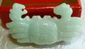 Rare 3-D Crab Burmese Jadeite Pendant - Well Carved & Auspicious (BJP830)