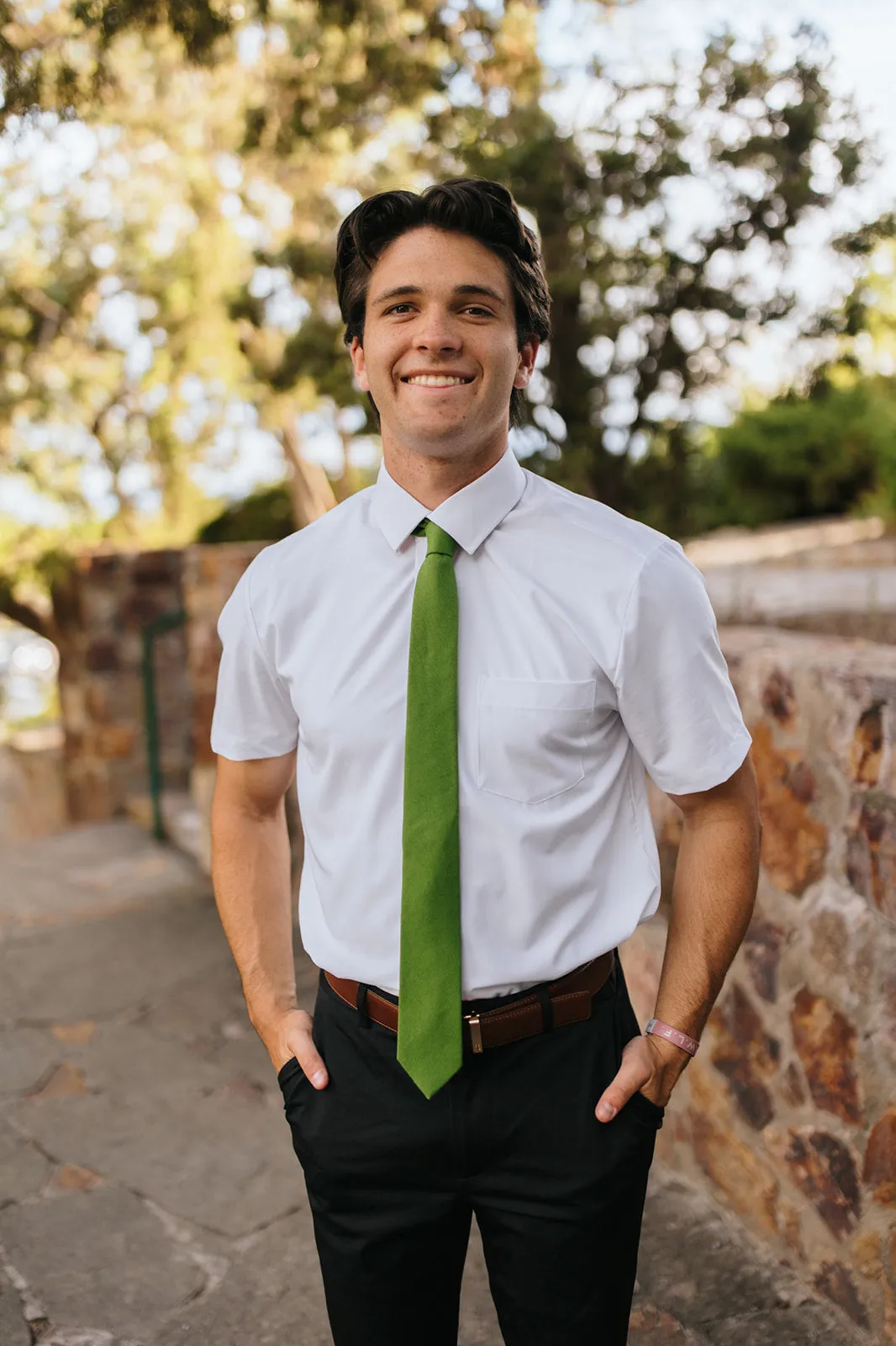 R&B Green Solid Tie