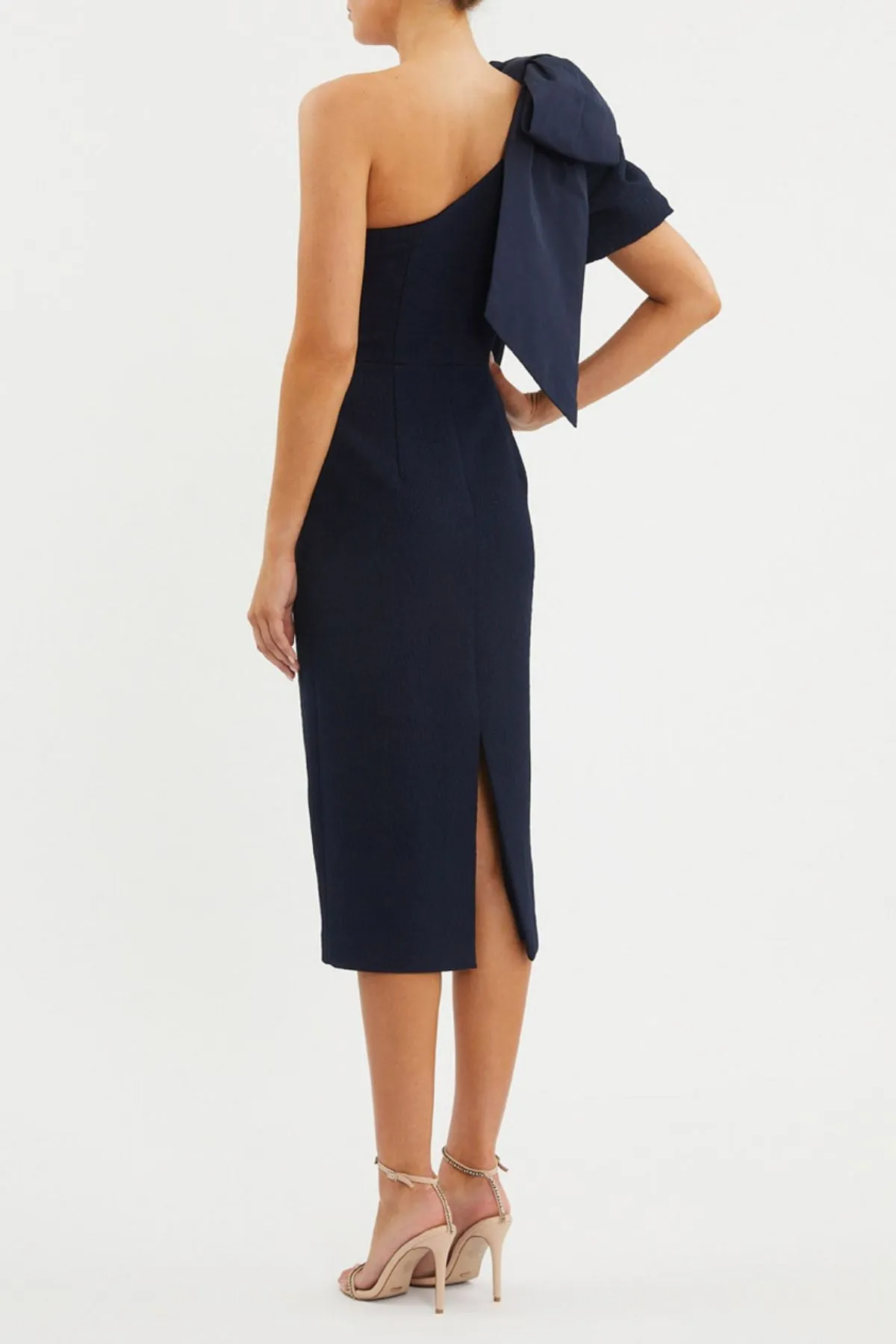 Rebecca Vallance navy blue Bon Ami puff sleeve midi dress - RRP $699