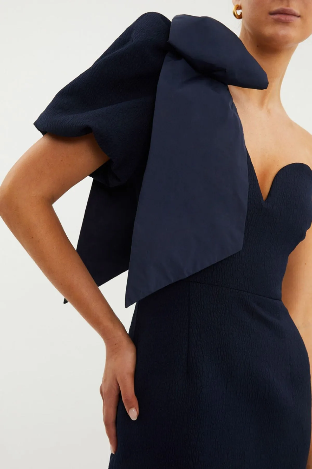 Rebecca Vallance navy blue Bon Ami puff sleeve midi dress - RRP $699