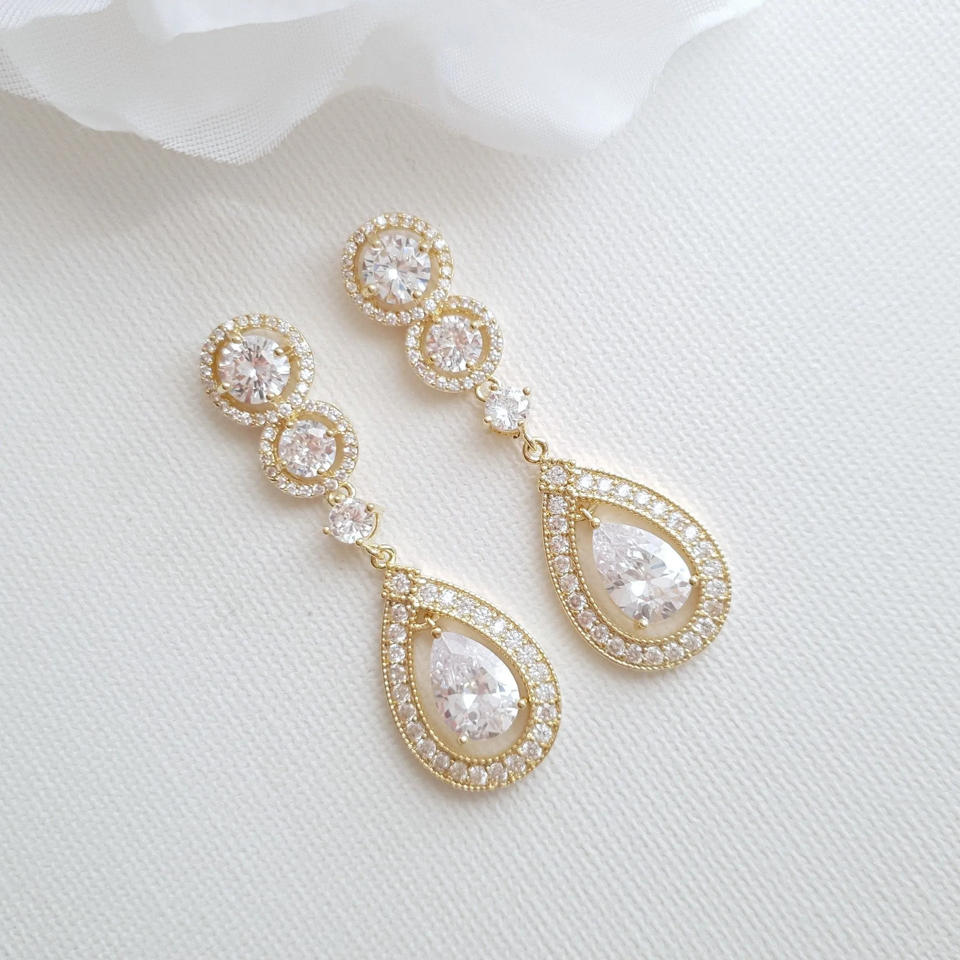 Rose Gold Brides Wedding Earrings - Sarah