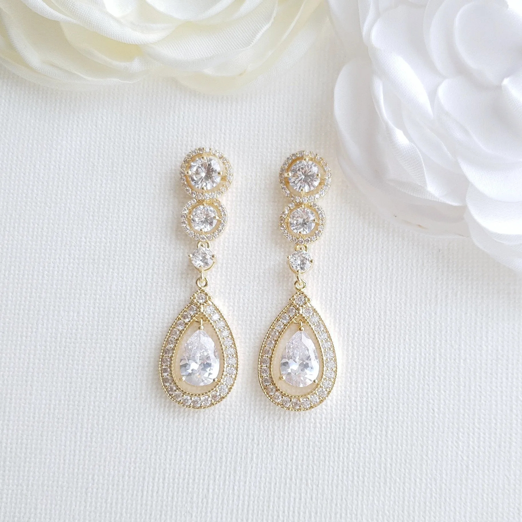 Rose Gold Brides Wedding Earrings - Sarah