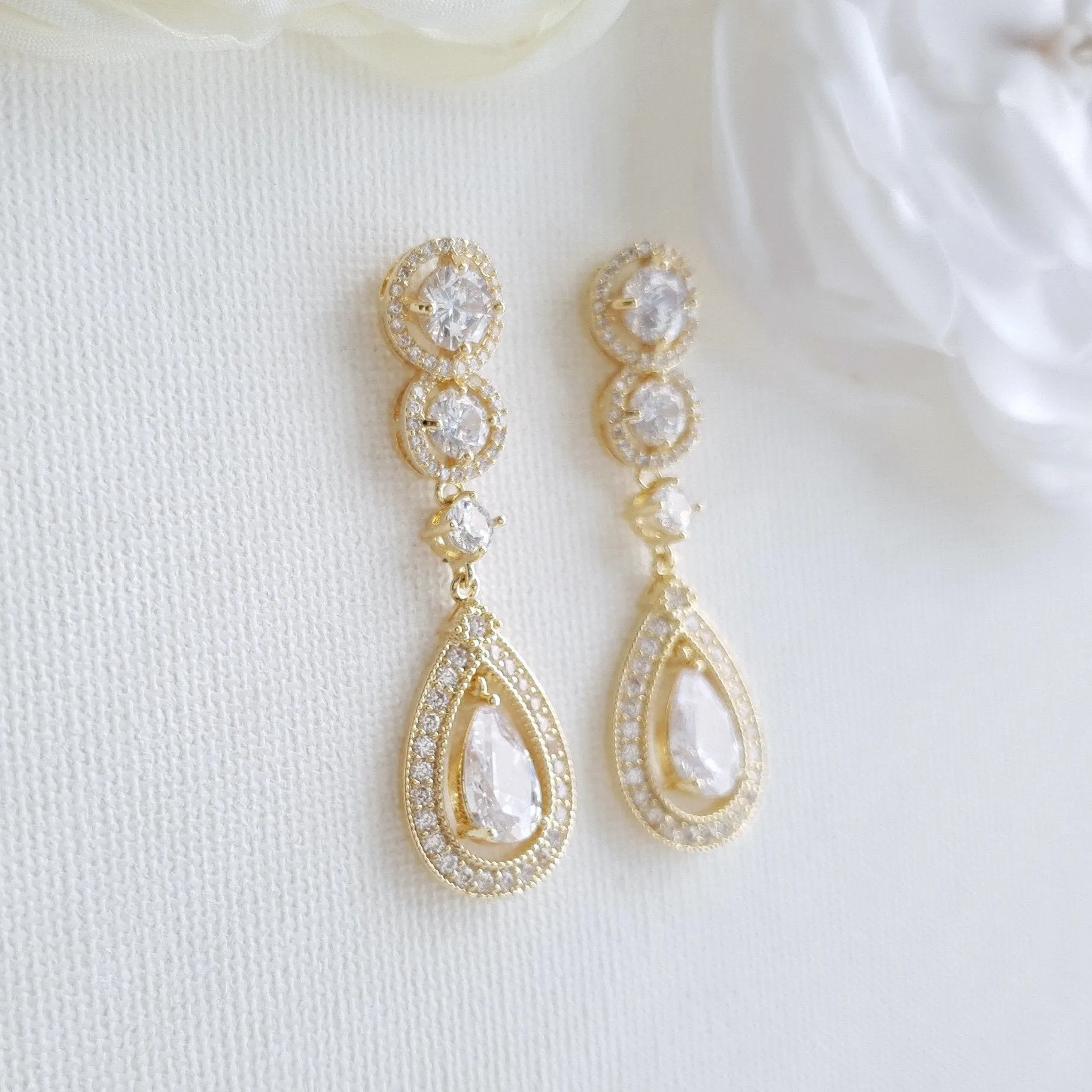 Rose Gold Brides Wedding Earrings - Sarah