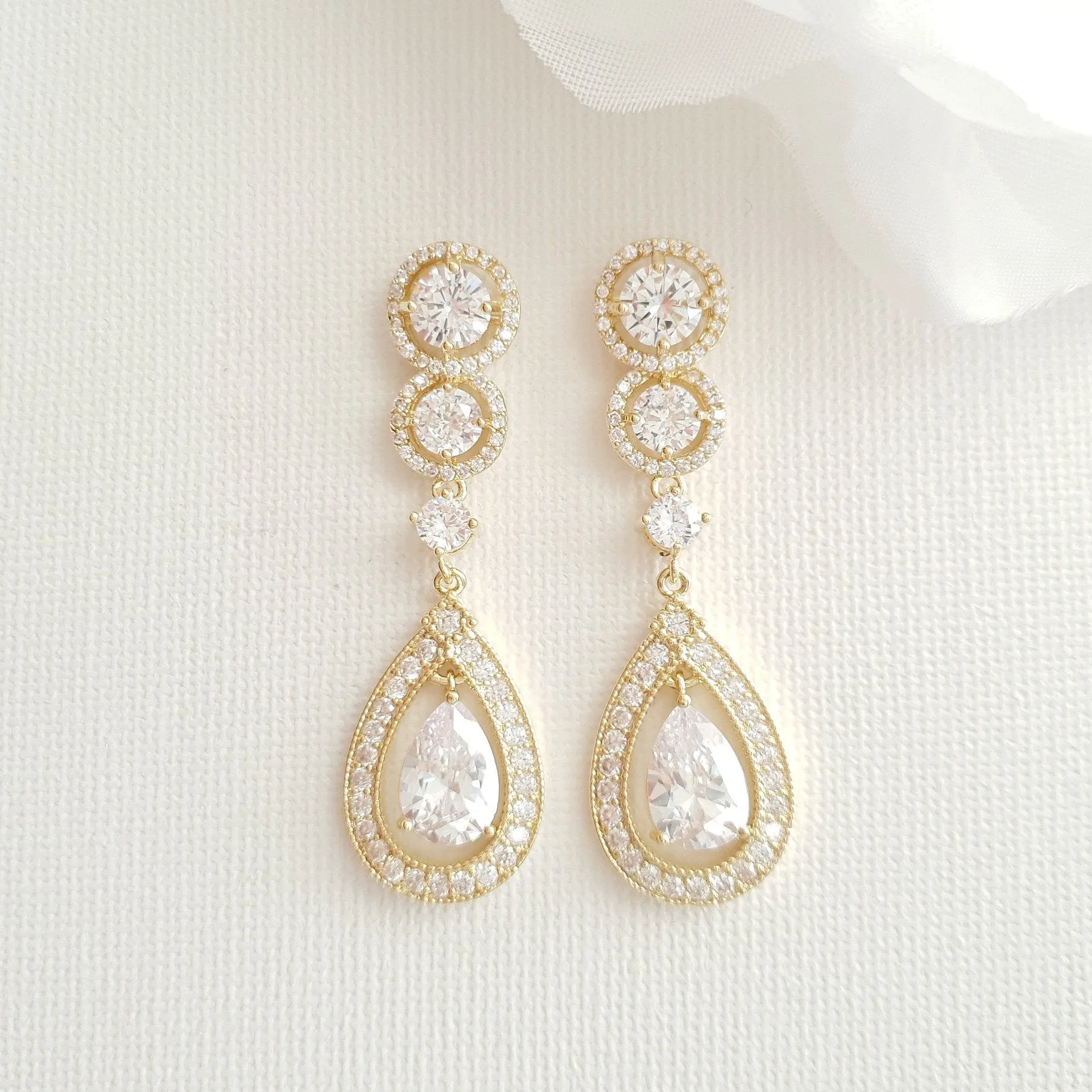 Rose Gold Brides Wedding Earrings - Sarah