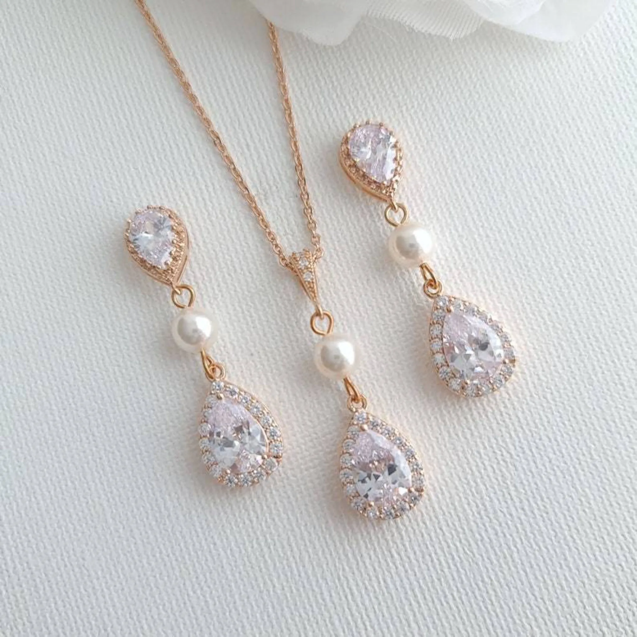 Rose Gold Wedding Jewelry Set - Emma