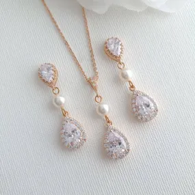 Rose Gold Wedding Jewelry Set - Emma