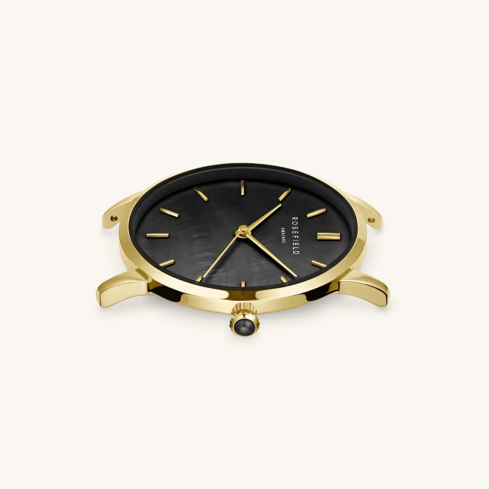 Rosefield Pearl Edit Mesh Black Gold Watch