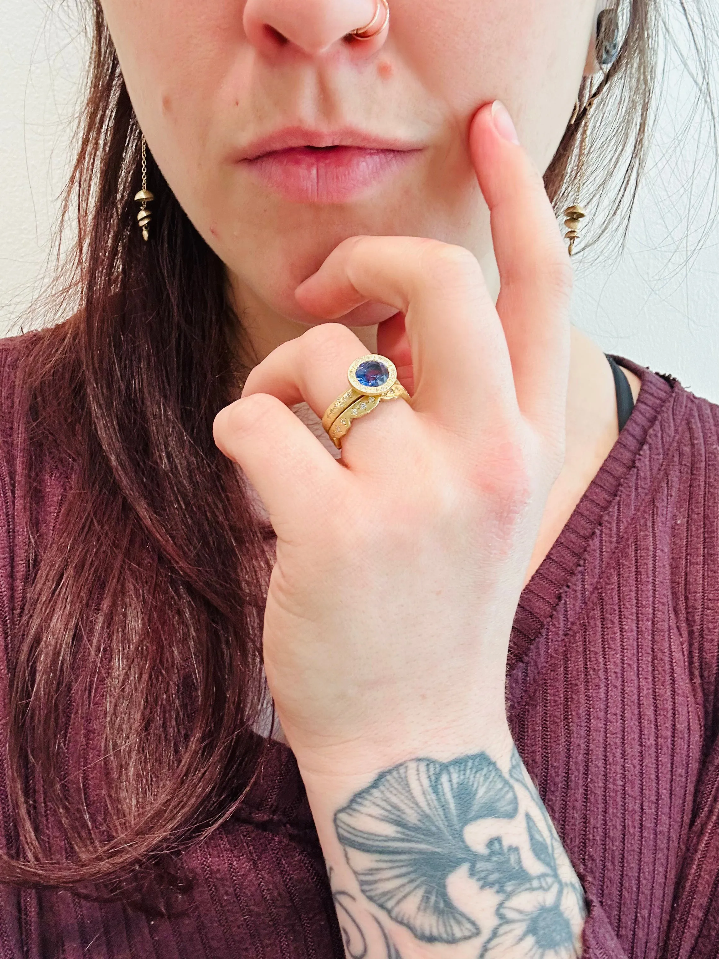 Sapphire Horizon Ring+Oval Beaded