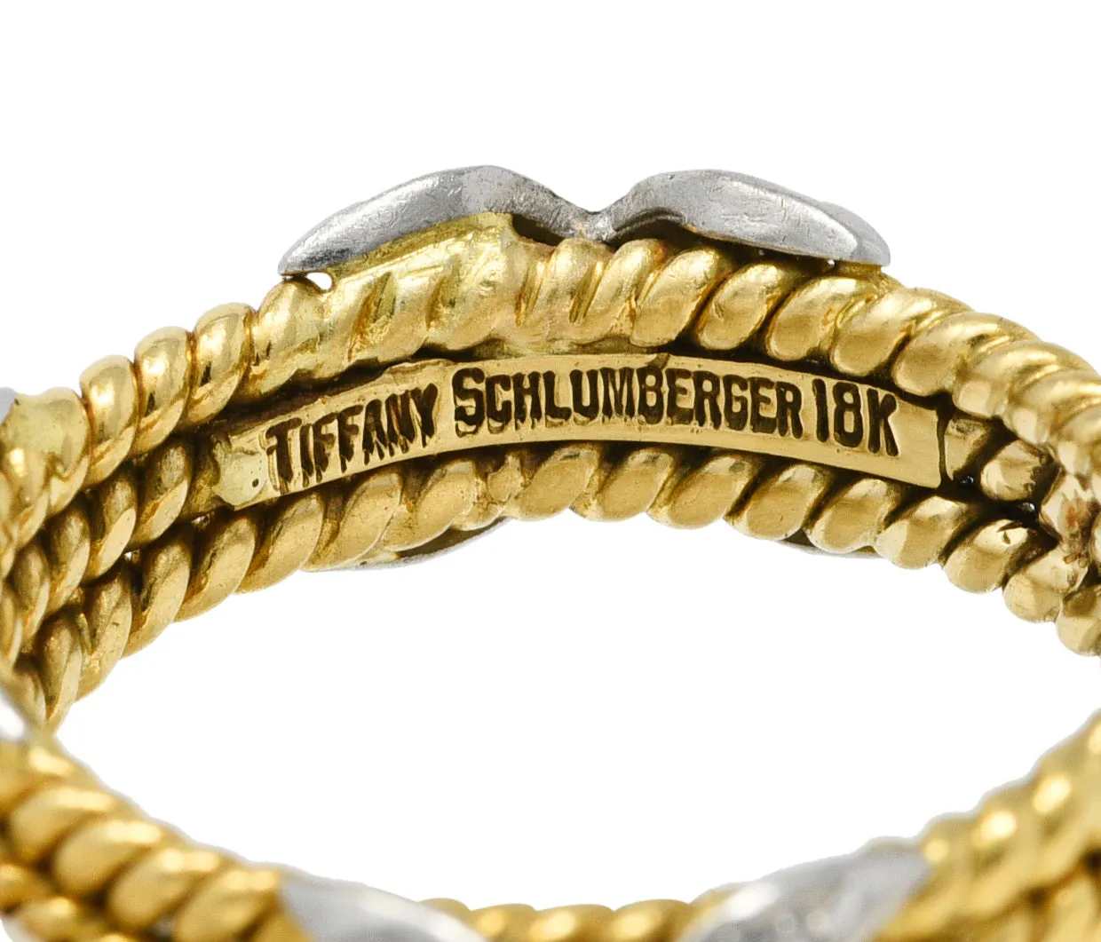 Schlumberger Tiffany & Co. Diamond Platinum 18 Karat Gold X Band