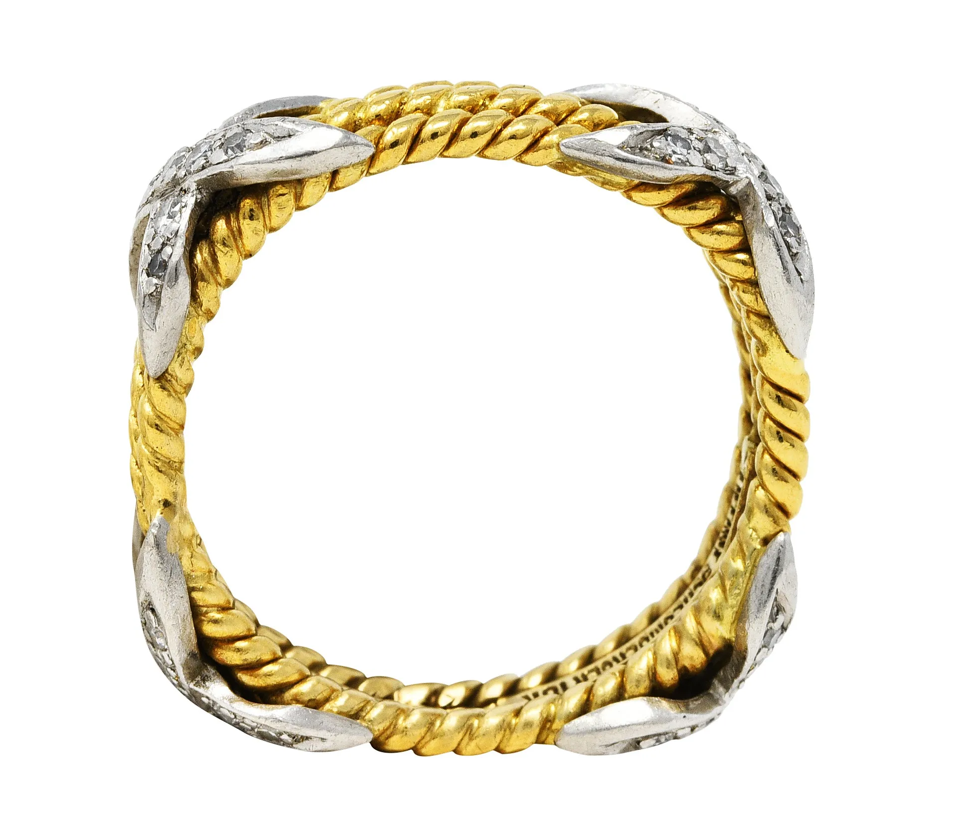 Schlumberger Tiffany & Co. Diamond Platinum 18 Karat Gold X Band