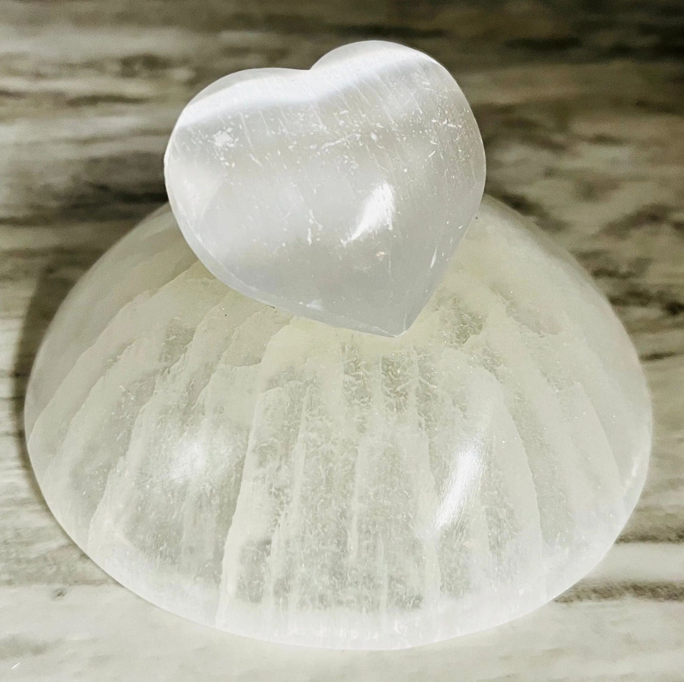 Selenite Heart Carving - Shop Now