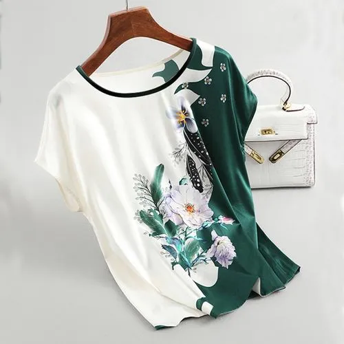 Simple Style Classic Style Flower Polyester Printing T-shirt