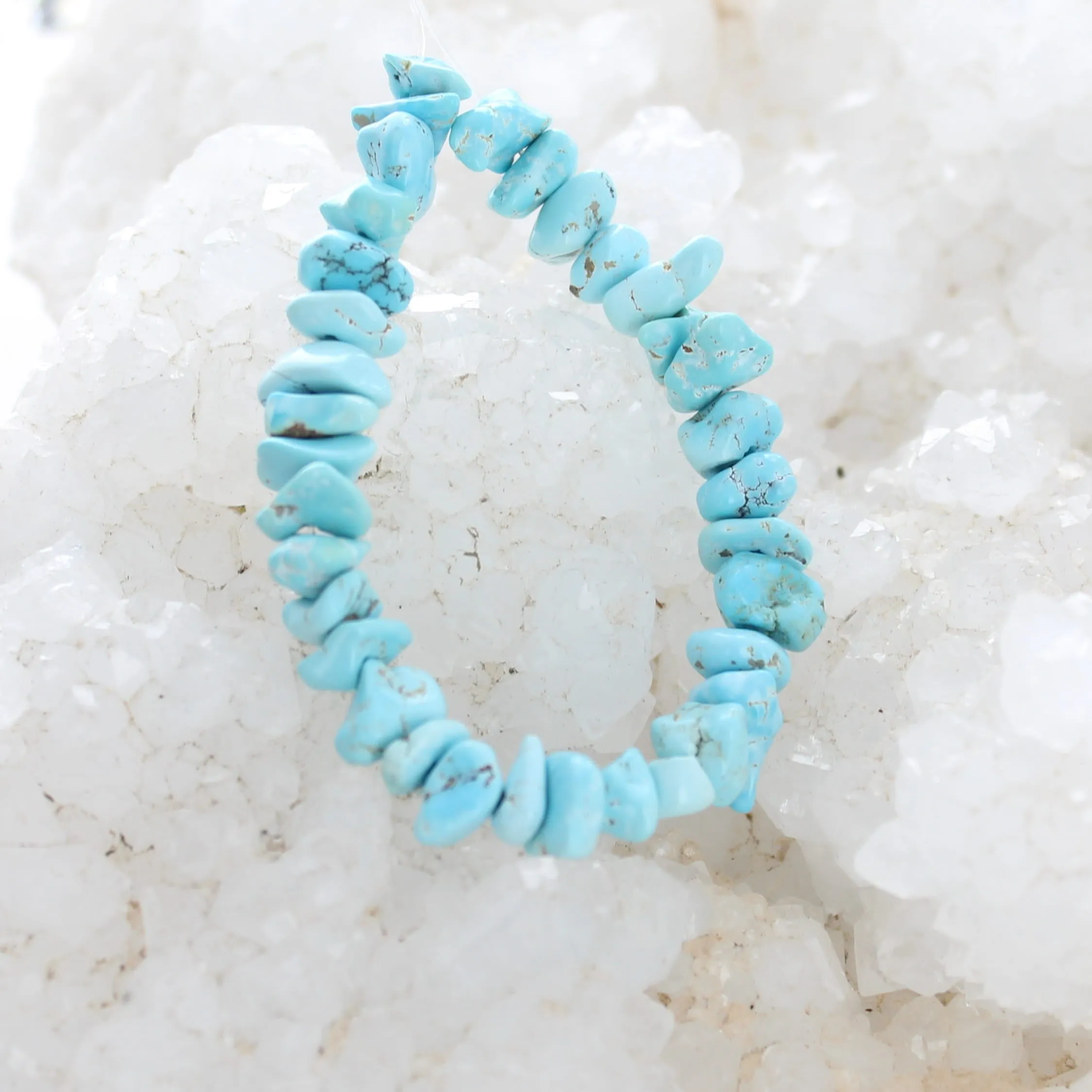 Sky Blue Turquoise Beads 7-8mm Nugget Shape 4 Inch