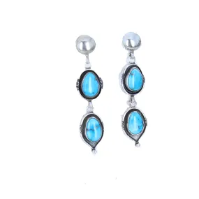 Sonoran Rose Turquoise Earrings, 2 Stone Domed Post